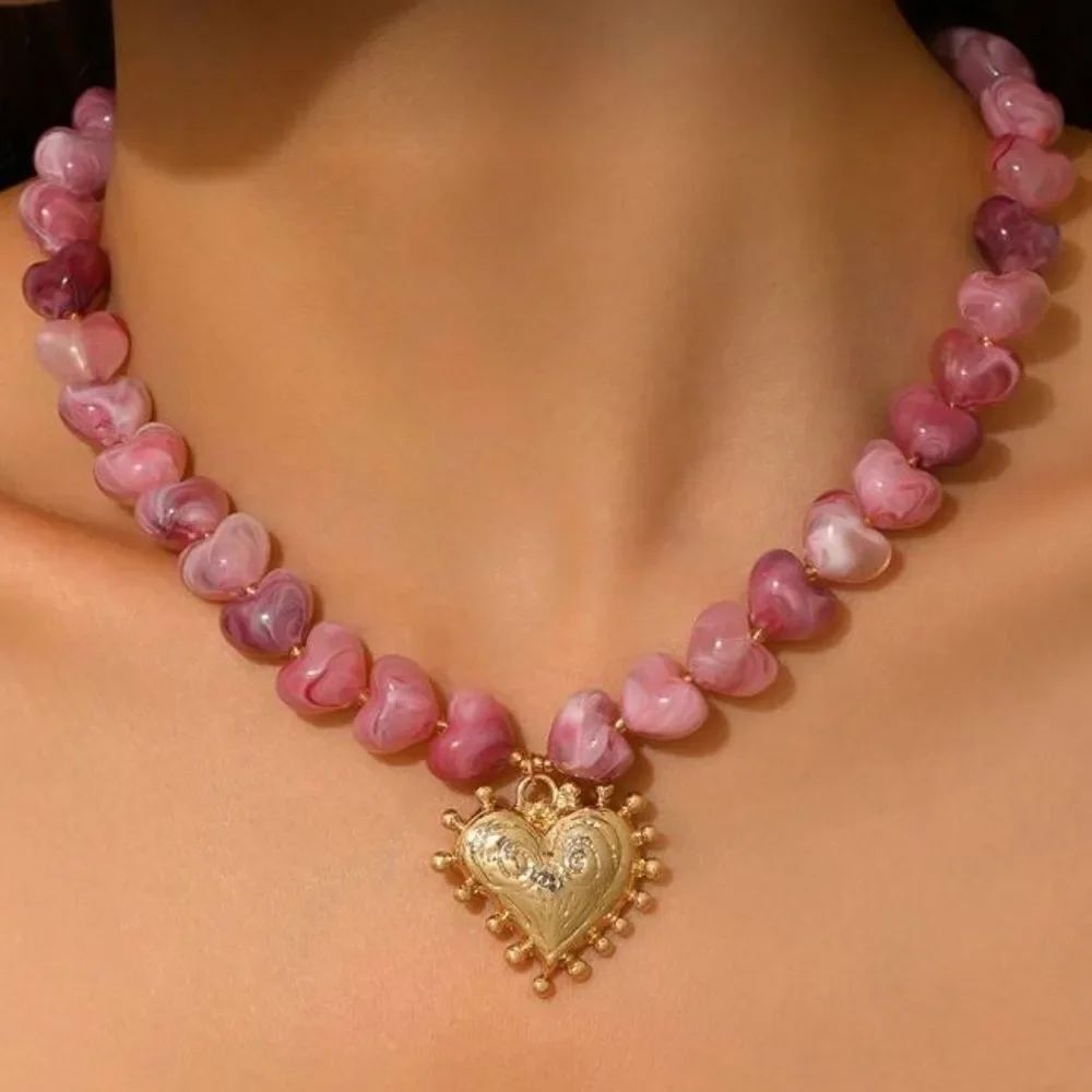 Pink Heart necklace #2077